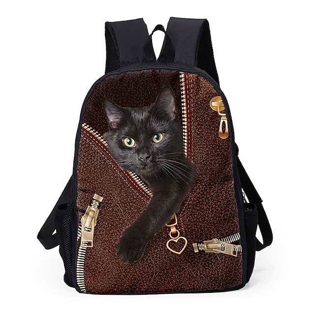 aaurfm1686127820831 Black Cat Zipper Design Backpack – Cute 3D Animal Print School - Image 1