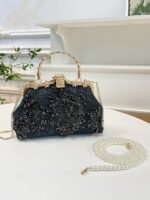 Elegant White Lace Evening Handbag with Pearl and Floral - Image 11