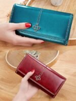 Women's Red Faux Leather Wallet with Multiple Card Slots - Image 5