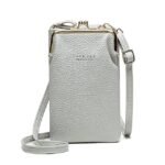 Women's Black Faux Leather Crossbody Bag with Gold Frame - Image 14