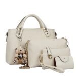 Women's 4-Piece Blue Handbag Set with Teddy Bear Charm - - Image 11
