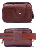 Men's Leather Belt Bag Wallet – Genuine Leather, Black - Image 5