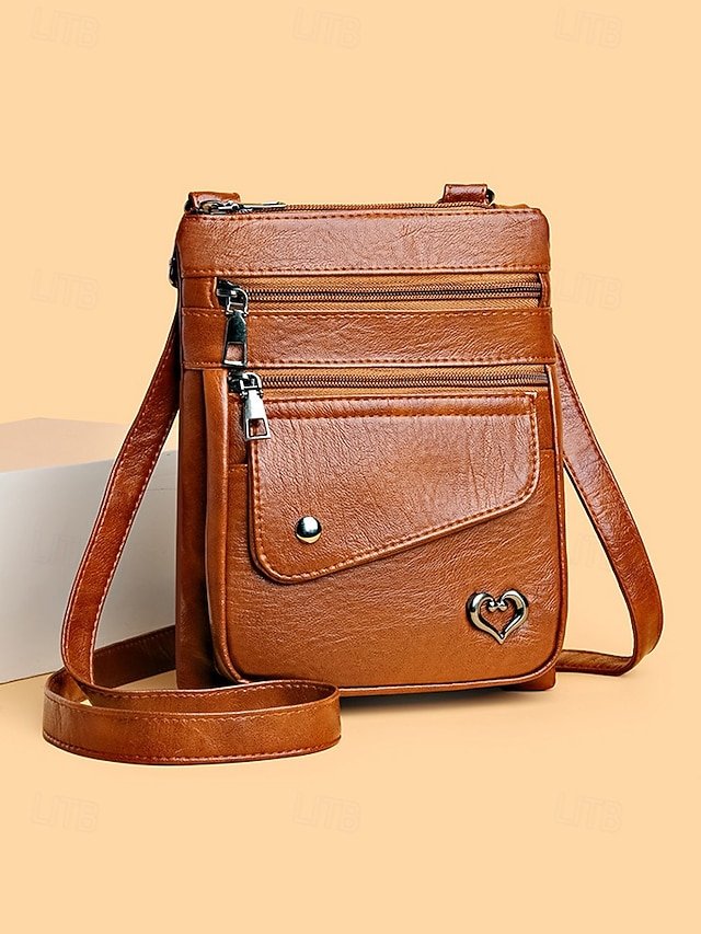 wzagke1764669693433 Women's Faux Leather Crossbody Bag with Multiple Zipper - Image 1