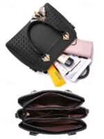 Women's Faux Leather Handbag with Tassel Charm and Textured - Image 6