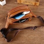 Men's Black Leather Waist Bag with Multiple Zippered - Image 5