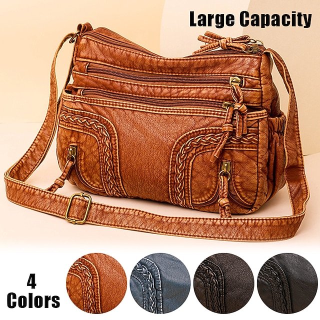 xygrfn1695027303998 Women's Vintage Brown Faux Leather Shoulder Bag – Boho - Image 1