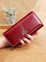 Women's Red Faux Leather Wallet with Multiple Card Slots